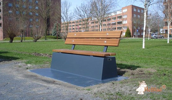 Concrete bench DeLuxe with bottom plate and backrest Anthracite