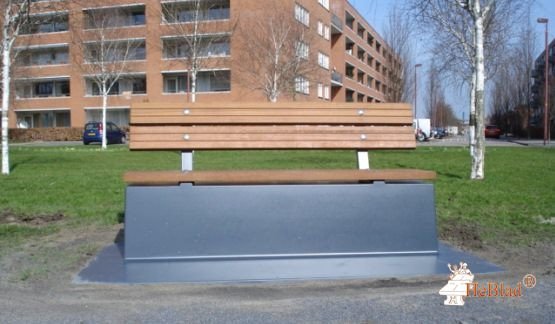 Concrete bench DeLuxe with bottom plate and backrest Anthracite