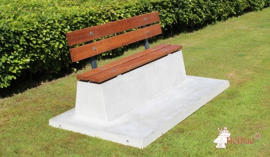Bench DeLuxe with bottom plate and backrest Naural Concrete