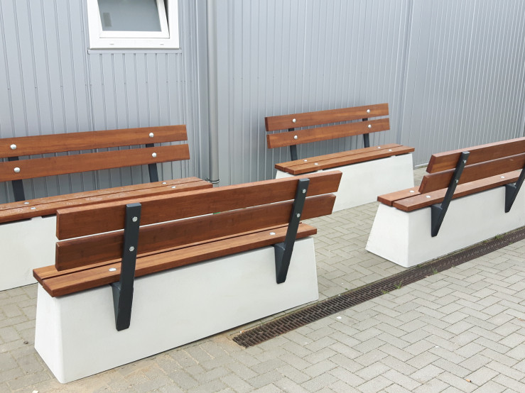 Bench DeLuxe with backrest Natural Concrete