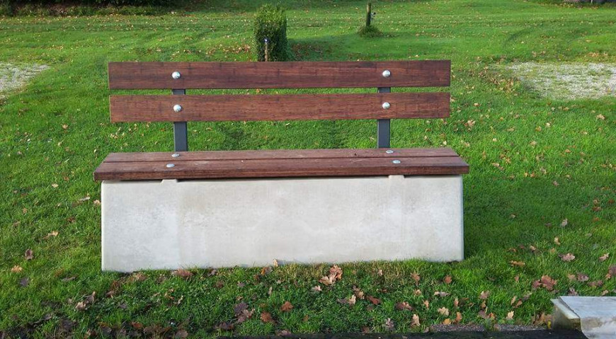 Bench DeLuxe with backrest Natural Concrete
