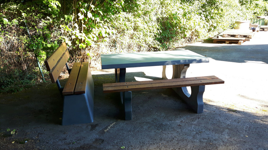 Bench DeLuxe with backrest Anthracite-Concrete 
