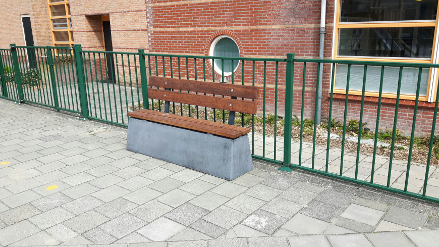 Bench DeLuxe with backrest Anthracite-Concrete 