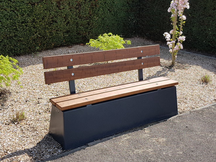 Concrete bench DeLuxe with backrest Anthracite