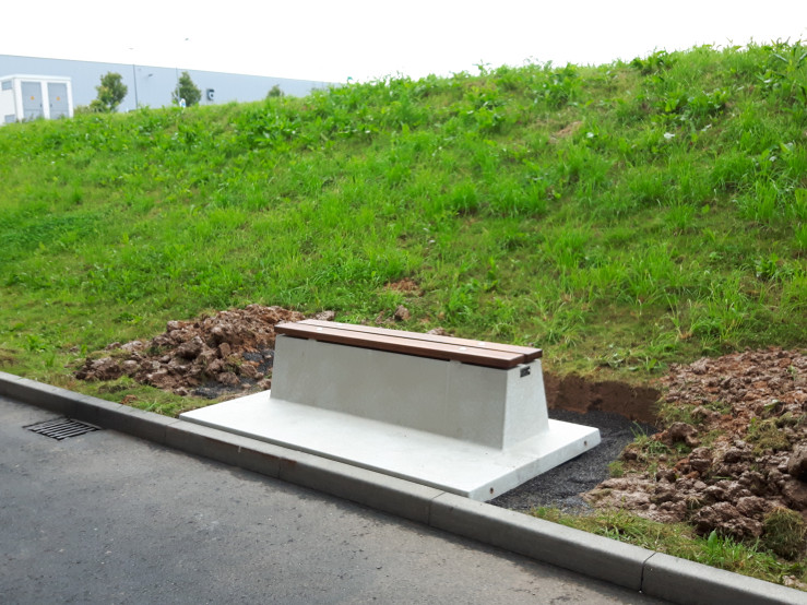 Bench DeLuxe with bottom plate without backrest Natural Concrete
