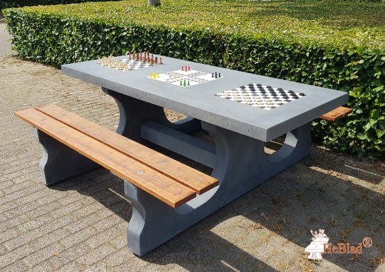 Multi Gaming table, chess-ludo-checkers anthracite-concrete