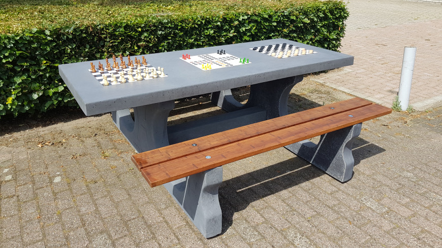 Multi Gaming table, chess-ludo-checkers anthracite-concrete