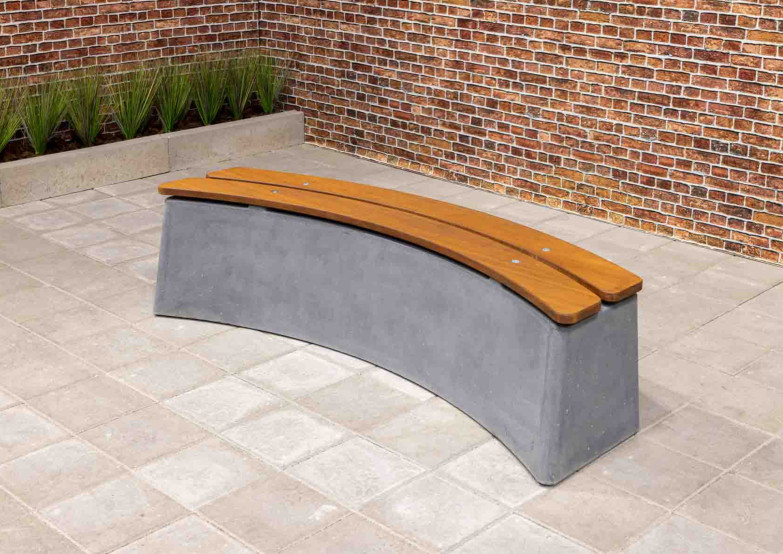 Concrete Bench DeLuxe, Anthracite-Concrete, Oval