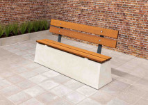 Bench DeLuxe with backrest Natural Concrete