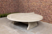 Round Ping-pong table in natural concrete
