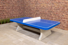 Blue table tennis table,  rounded