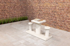 Concrete Chess Table, natural concrete, for 2 people