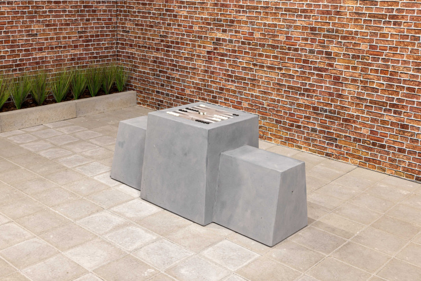 Backgammon Bench, Anthracite-Concrete