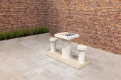 Checkers Table, Natural Concrete, for 2 people