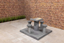 Concrete Chess Table, Anthracite-Concrete, seats 4 people