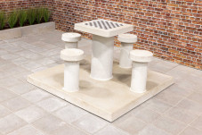 Checkers Table, Natural Concrete,  seats 4 people