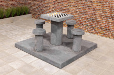 Checkers Table, Anthracite-Concrete,  seats 4 people