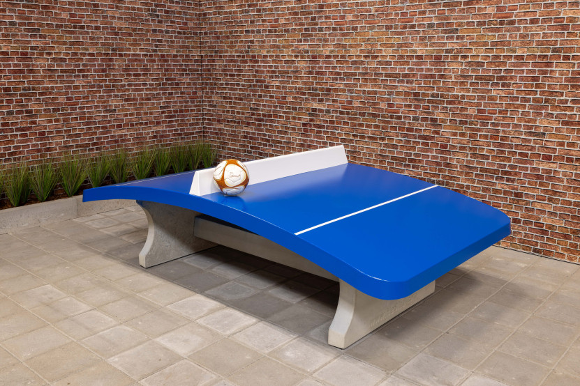Concrete Foot Volleyball Table Blue