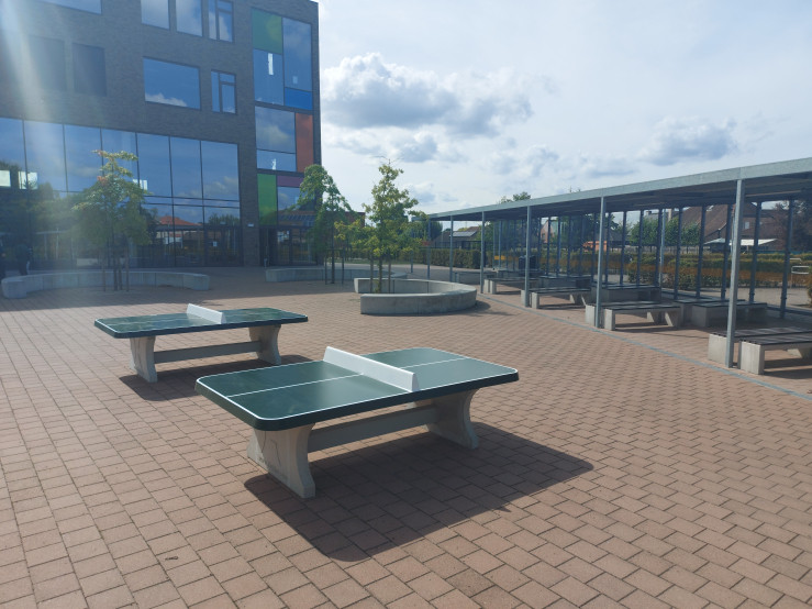 Concrete Ping-pong table green, rounded