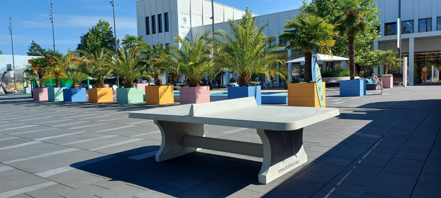 Ping-pong table rounded, Natural Concrete