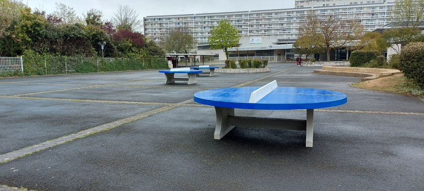 Concrete Ping-pong table blue, round