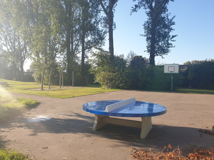 Concrete Ping-pong table blue, round