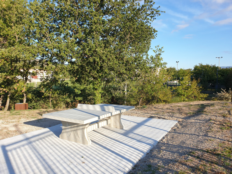 Ping-pong table in natural concrete