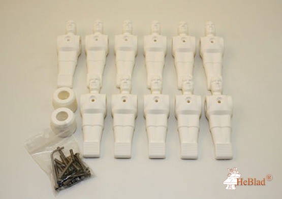 Complete set of 11 white football players for table football game with 16 mm rods 