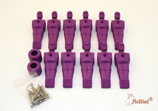 Complete set of 11 purple football players for table football game with 16 mm rods 
