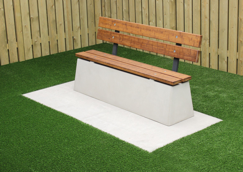 Bench DeLuxe with backrest Natural Concrete