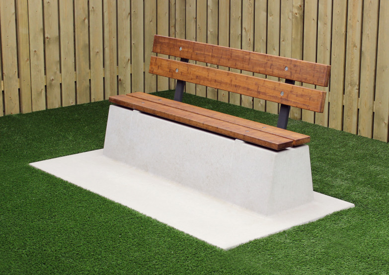 Bench DeLuxe with bottom plate and backrest Naural Concrete