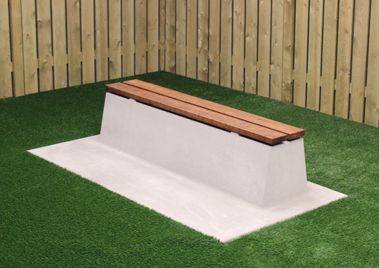 Bench DeLuxe with bottom plate without backrest Natural Concrete