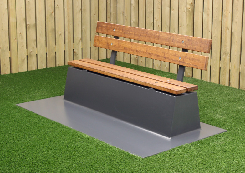 Concrete bench DeLuxe with bottom plate and backrest Anthracite