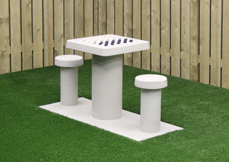 Checkers Table Natural Concrete (2P)