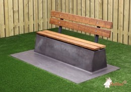 Bench DeLuxe with bottom plate and backrest Anthracite-Concrete