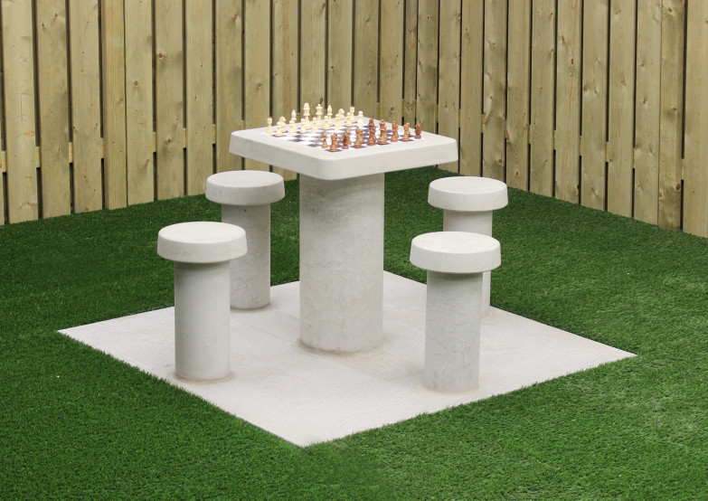 Chess Table Natural Concrete (4P)