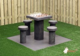 Concrete Chess Table, Anthracite-Concrete, seats 4 people