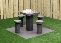 Concrete Chess Table, Anthracite-Concrete, seats 4 people