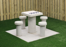 Checkers Table, Natural Concrete,  seats 4 people