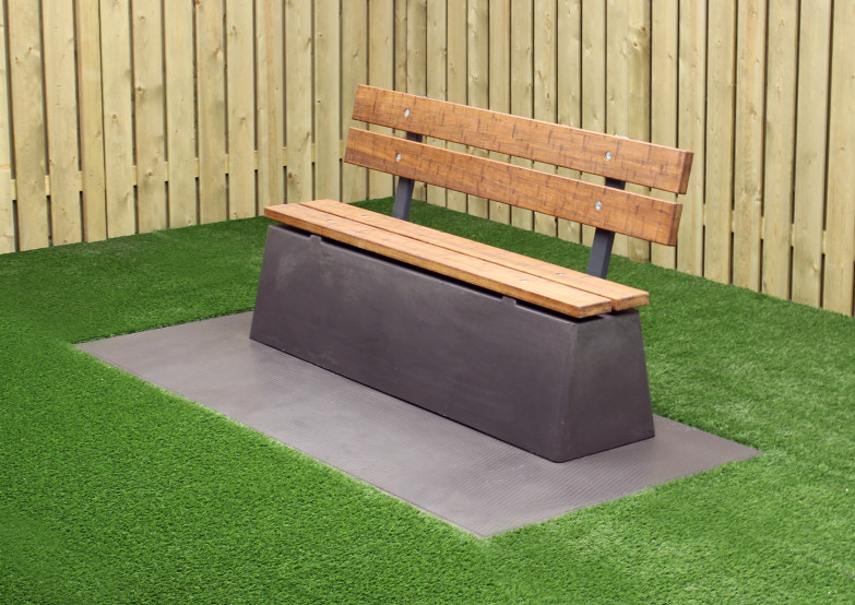 Bench DeLuxe with backrest Anthracite-Concrete 